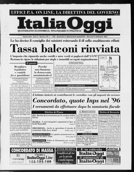 Italia oggi : quotidiano di economia finanza e politica